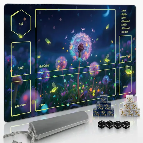 Vista 31 de Tapete MTG TCG -Incluye tubo de almacenamiento y 7 dados-¡Experimenta calidad de primer nivel y alfombrilla impermeable y antideslizante con bloqueo