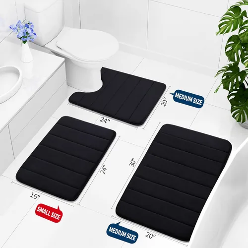Vista 2 de Buganda Tapete de baño de espuma viscoelástica, 24 x 16 pulgadas, ultra suave y antideslizante, absorbente de agua y lavable a máquina, para baño