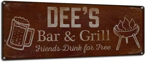 Vista 104 de Adam's Bar and Grill Friends Drink for Free, cartel de aluminio de 5.75 x 15.5 pulgadas, accesorios personalizados para bar y decoración de pared