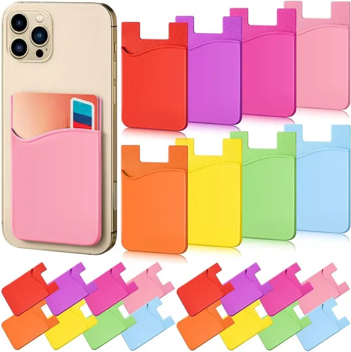 Vista 11 de Frienda 24 portatarjetas de teléfono adhesivo de silicona para la parte posterior del teléfono, funda adhesiva para tarjetas de crédito compatible