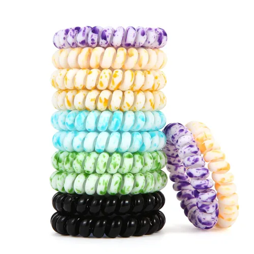 Vista 11 de Lazos para el cabello en espiral sin arrugas, coloridos lazos para el cabello sin rastro, lazos elásticos para el cabello, lazos para el cabello
