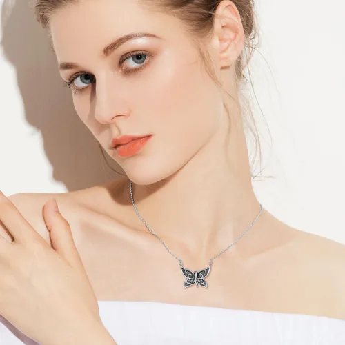 Vista 4 de Collar de cuerno italiano de plata de ley 925 con dije de cuerno italiano, amuleto de protección de buena suerte, joyería para mujeres y hombres