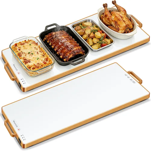 Vista 14 de Bandeja de calentamiento eléctrica, L, 22 x 14 pulgadas, alfombrilla de calentamiento de vidrio templado para alimentos, color negro Keep Food