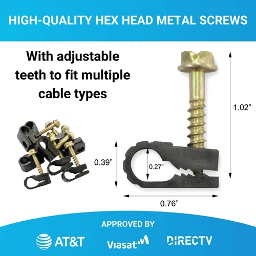 Vista 2 de STEREN Clips para cables coaxiales - Soporte para cables - Clips de revestimiento para colgar - Soporte de cable para escritorio - Abrazaderas