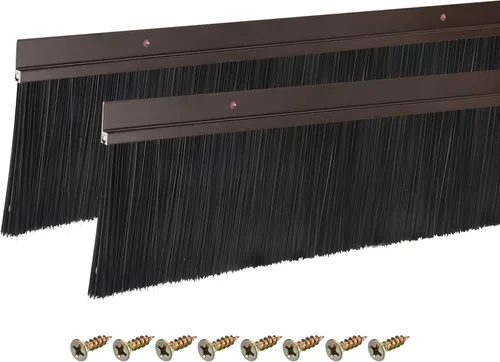 Vista 27 de uxcell 2 piezas barredor de cepillo inferior para puerta forma H base de aleación de aluminio con cepillo de nailon de 0.4 pulgadas para hogar