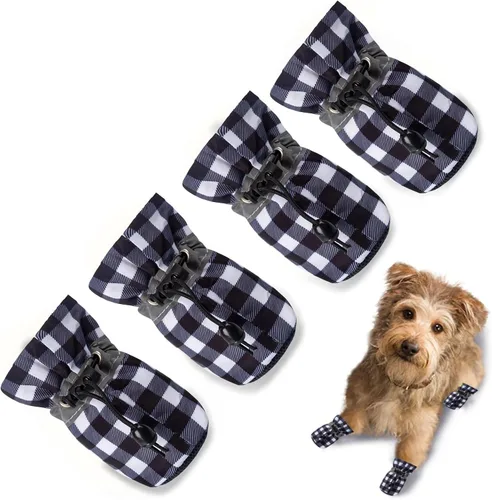 Vista 13 de Zapatos para Perros Botas para Perros y Protector de Patas, Suela Antideslizante Botines de Invierno para Perros con Correas Reflectantes para A-Rosa