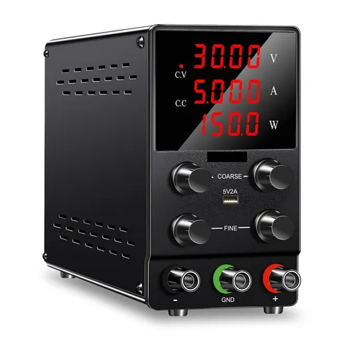 Vista 9 de Fuente de alimentación de CC variable, 30 V, 10 A, 5 A, fuente de alimentación de banco regulada de CC con pantalla LED de 4 dígitos, 15 V, 60 V