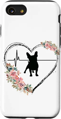 Vista 18 de French Bulldog Heartbeat with Flowers On White Case for iPhone 17