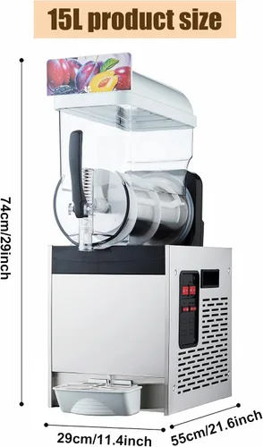 Vista 2 de KnoRRs 15/30/45L Máquina comercial de hielo Slush, Máquina de enfriamiento de bebidas que hace, Máquina de jugo de granizado de enfriamiento