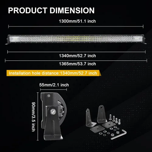 Vista 2 de SKYWORLD Barra de luz de 52 pulgadas, 67500 lm, haz combinado de inundación recta, haz combinado de luces LED para automóvil, lámpara antiniebla