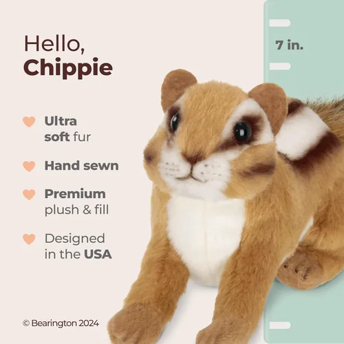 Vista 2 de Bearington Chippie Chipmunk - Animales de peluche realistas de 7 pulgadas con piel suave para niños pequeños y amantes de los animales silvestres