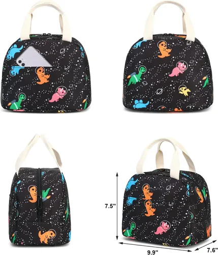 Vista 6 de Bolsa de almuerzo para mujeres y niñas, lonchera reutilizable con aislamiento térmico para adultos y niños, trabajo, escuela, picnic, playa