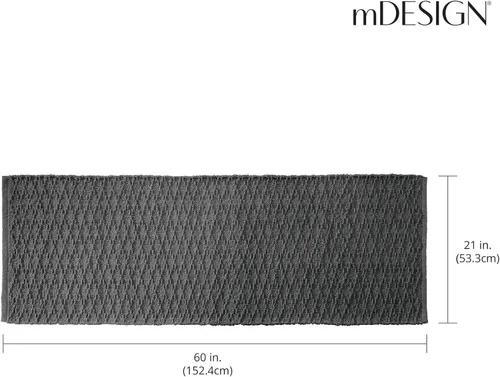 Vista 2 de mDesign Tapete rectangular suave de lujo de 100 % algodón estilo hotel, absorbente de agua, diseño de diamantes para tocador de baño, bañeraducha