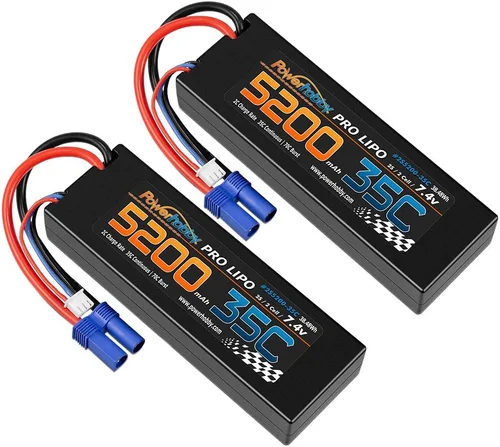 Vista 3 de Powerhobby - Batería Lipo de 2 celdas de 2 celdas, 7.4 V, 5200 mAh, 35c, con enchufe EC5, 2 celdas (paquete de 2)