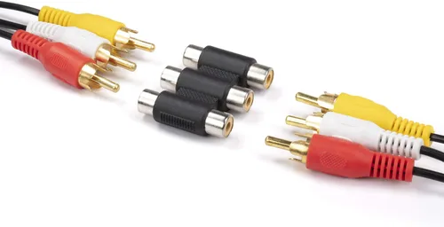 Vista 8 de THE CIMPLE CO Acopladores RCA triples – Conectores de barril hembra a hembra para adaptar y extender cables A/V – Uniones de cables RCA de 3 vías