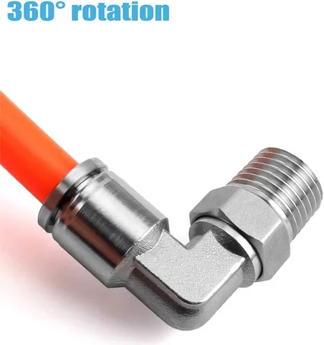Vista 4 de Paquete de 2 codos neumáticos macho de acero inoxidable 304 de 1/2 pulgada de diámetro exterior x 1/2 pulgada NPT rosca para conectar accesorios