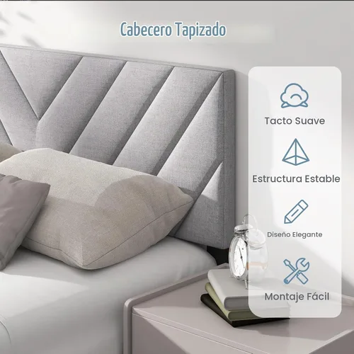 Vista 8 de KOMFOTT - Cabecera tapizada en tela de lino para cama tamaño Full/Queen, cabecera rectangular con patas de madera maciza y ancho ajustable, cabecera