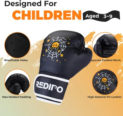 Vista 3 de Guantes de boxeo para niños, guantes de entrenamiento de boxeo juvenil para niños y niñas de 3 a 9 años, guantes de lucha de 4 y 6 OZ, manoplas