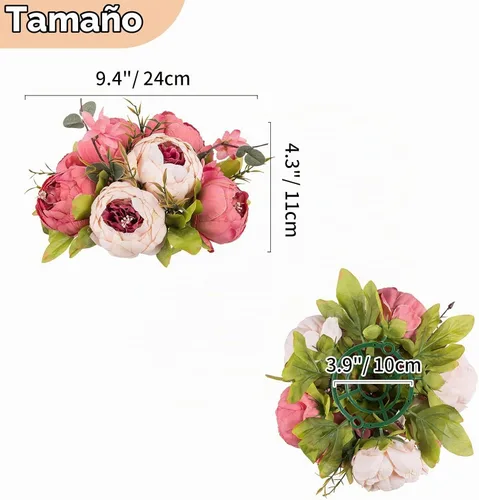 Vista 6 de NUPTIO Bolas de flores flores para centros de mesa: 2 piezas de 9.4 pulgadas de diámetro rosa oscuro peonía artificial arreglo de bolas de flores