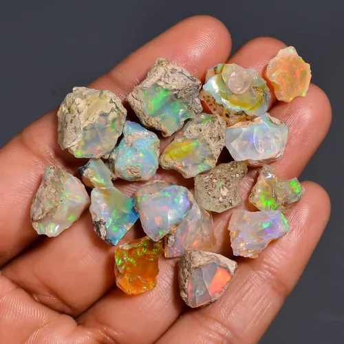 Vista 2 de Natural AAAA+ Ethiopian Opal Gemstone Lot for Wholesale Supplies, DIY & Jewelry Making, Multi Color Fire Play