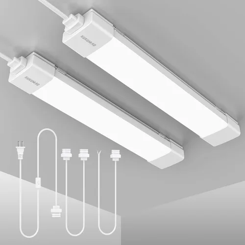 Vista 10 de Luces LED de armario con enchufe, luces de techo enchufables de 17 pulgadas y 1700 lúmenes, luz de tienda impermeable IP66 de 16 vatios, luz