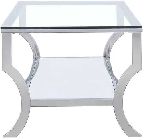 Vista 6 de Coaster Home Furnishings - Saide - Mesa de centro rectangular con estante inferior de espejo, patas curvas, base de metal - Sala de estar - 47