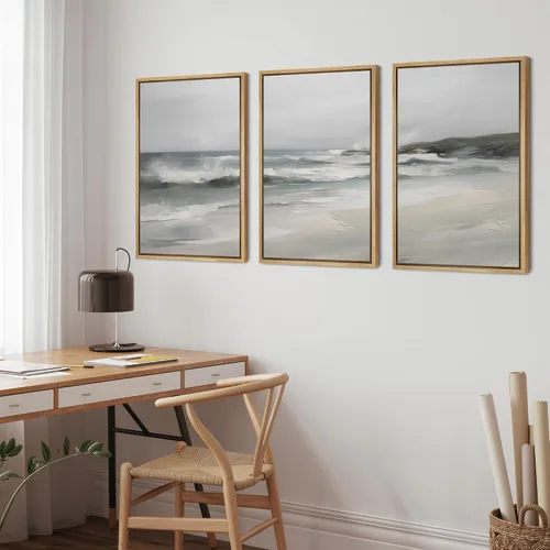 Vista 437 de wall26 Lienzo enmarcado para pared, juego de arte de acuarela pastel, paisaje rural, ilustraciones con formas abstractas, arte moderno, decorativo