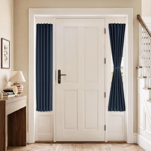 Vista 108 de Vatge Cortinas laterales autoadhesivas para puertas de cristal, sin taladro, extraíble, panel de filtrado de luz, 1 panel, 12 pulgadas de ancho x 60