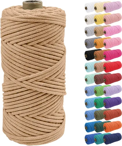 Vista 39 de JeogYong Cuerda de macramé de 0.157 in x 109 yardas, cuerda trenzada de algodón natural, cuerda de macramé para bolsas de ganchillo, colgar
