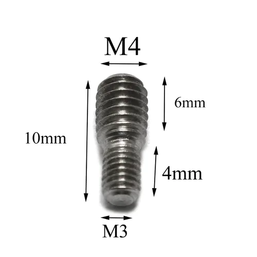 Vista 3 de Tornillo de conversión de acero inoxidable 304 M3 a M4 Tornillo macho adaptador de metal