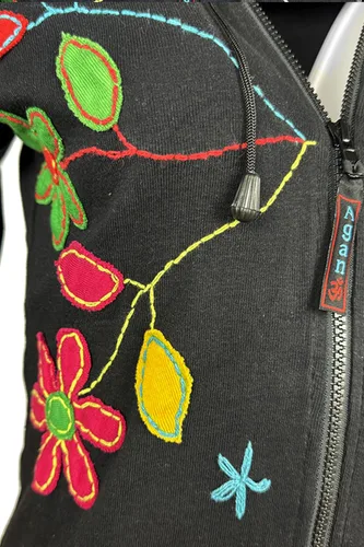 Vista 7 de Agan Traders Chaquetas bohemias con cremallera para mujer, con parches de teñido anudado, sudaderas ligeras con capucha para mujer 2025
