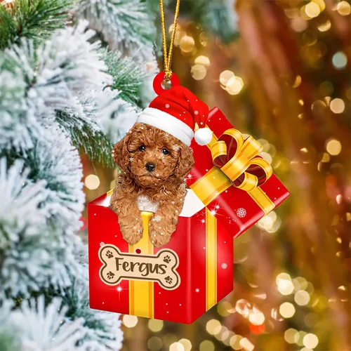 Vista 60 de Adorno de Navidad personalizado de Akita Inu, nombre personalizado Akita Inu para árbol de Navidad, en caja de regalo roja
