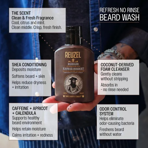 Vista 5 de Reuzel Refresh - Lavado de barba sin enjuague, para hombre, 6.8 fl oz