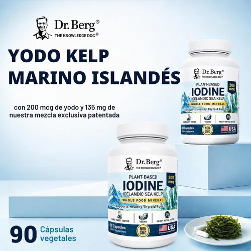 Vista 4 de Dr. Berg Yodo a base de plantas de algas marinas islandesas Sin OMG 90 Sin Algas Rojas