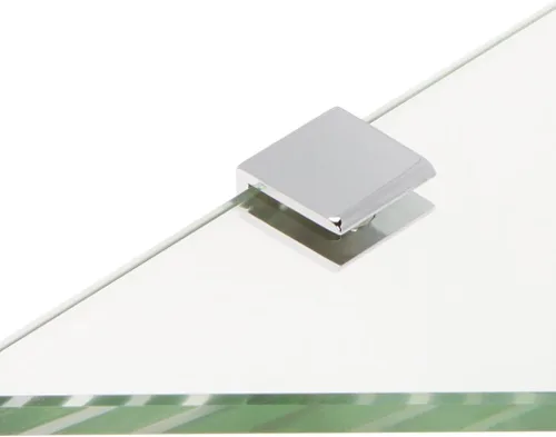 Vista 2 de Spancraft Glass SQ6TR-CR - Estante de ducha de vidrio triangular con abrazadera cuadrada, soporte cromado, 6 pulgadas