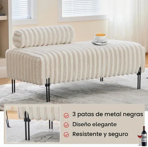Vista 4 de NIOIIKIT Sofá biplaza moderno de 49.6 pulgadas, sofá tapizado con patas doradas y respaldo ajustable, sofás pequeños de piel sintética para Piel