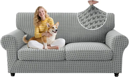 Vista 42 de MAXIJIN 2 fundas elásticas para sillón de sala de estar, fundas gruesas y suaves con brazos para perros, mascotas, protector de sofá individual