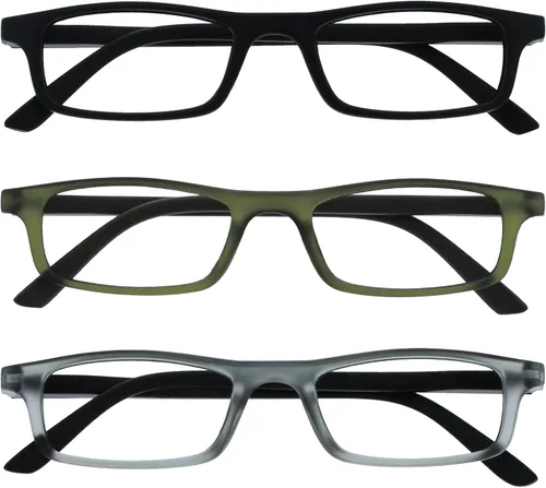 Vista 7 de OPULIZE TED - Lentes de lectura para mujeres y hombres, marco mate rectangular ligero y estrecho con bisagras de resorte, color negro +1.50