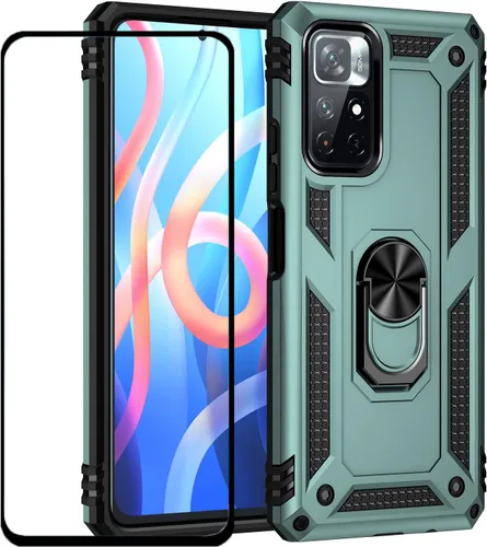 Vista 104 de Funda para Xiaomi POCO X3 NFC /X3 Pro con protector de pantalla, armadura de protección militar híbrida resistente a prueba de golpes, funda Negro