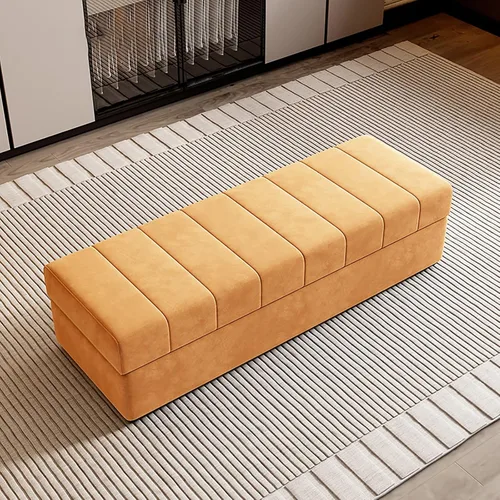 Vista 8 de Amarillo Solid Wood Square Ottoman with Storage – Upholstered Bench for Living Room, Bedroom, Entryway & Shoe Stores – High Resilience Foam Filling