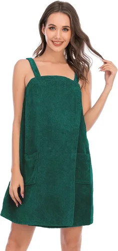 Vista 28 de Veseacky Toalla de baño para mujer con bolsillo, bata de spa ajustable y diadema facial