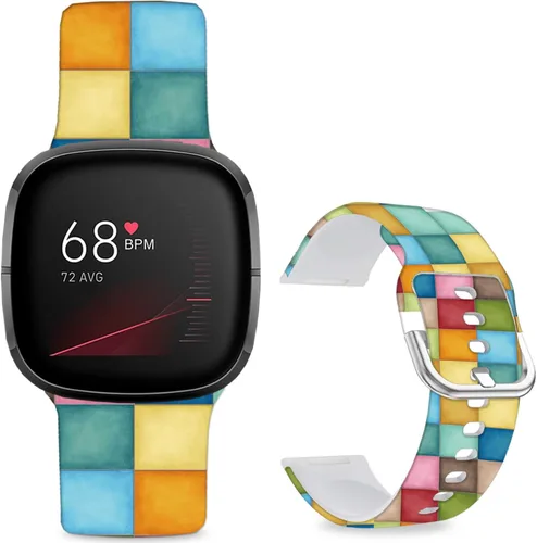 Vista 21 de Correas de reloj de dibujos animados con estampado floral compatibles con Fitbit Versa 4/Versa 3/Fitbit Sense 2/Sense Band de silicona suave