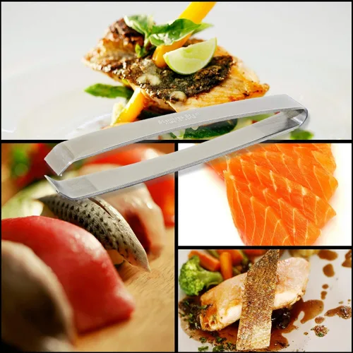 Vista 4 de RCI GLOBAL - Pinzas de hueso de pescado fabricadas en Japón, antideslizantes, agarre de precisión, deshuesado, salmón, lubina, bagre, acero