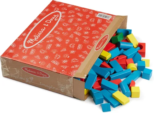 Vista 6 de Melissa & Doug Juego de bloques de construcción de madera, 200 bloques en 4 colores y 9 formas