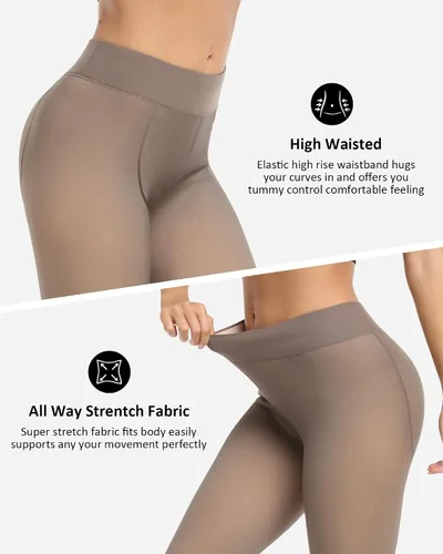 Vista 38 de NORMOV - Leggings con forro de vellón cálido para mujer, de invierno, mallas gruesas, de terciopelo, térmicas