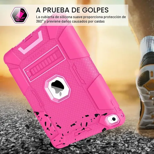 Vista 4 de BENTOBEN Funda para iPad Air 2, híbrida a prueba de golpes con soporte, rosa intenso Rosa fuerte
