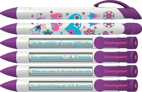 Vista 2 de Greeting Pen Bolígrafos inspiradores y motivacionales: confort/aliento/Hope Trio - Juego de 6 bolígrafos giratorios (36000)