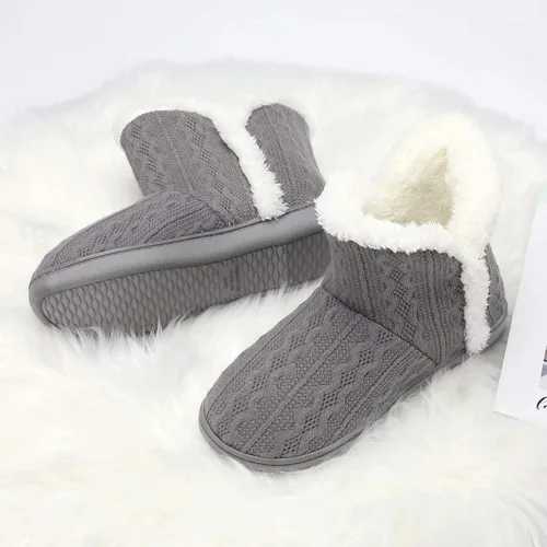 Vista 6 de pantuflas abrigadas de felpa, para interiores y exteriores, ideales para el invierno, para mujer, cómodas, botines