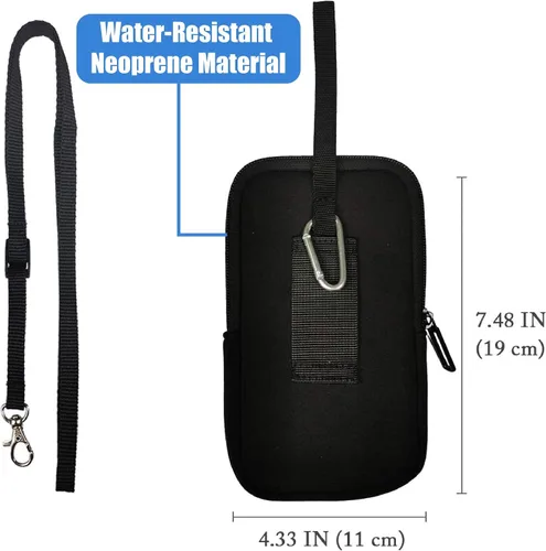 Vista 2 de Tainada Funda de neopreno extra grande multiusos a prueba de golpes suave burbuja acolchada con cremallera, bolsa para teléfono con mosquetón