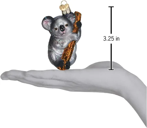 Vista 5 de Old World Christmas Koala Bear - Adorno de cristal soplado para árbol de Navidad, decoración navideña artesanal, colección de animales salvajes